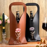 Sac à Vin en Cuir avec Poignée Protectrice Personnalisé avec Nom Cadeau d Anniversaire pour Amateur de Vin