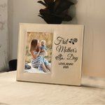 Personalized First Mother's Day Leather Photo Frame with Text and Folding Stand Memorial Keepsake Mother's Day Gift for Her