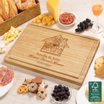 Personalized Engraved Name Heart House Map FSC Bamboo Charcuterie Cutting Board with Juice Groove Wedding Housewarming Gift for Couple Family