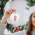 Ornement de Noël personnalisé en céramique avec initiale et nom Décoration d'arbre de Noël à suspendre pour la famille et les enfants
