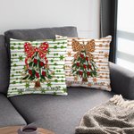 Personalized Glitter Bow Christmas Tree Throw Pillow Cover with Name and Text Home Decor Birthday Christmas Gift for Family Kids