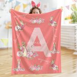 Personalisierte Niedliche Hase Weiche Decke mit Namen und Initiale Haus Deko Ostern Geburtstag Geschenk für Jungen Mädchen