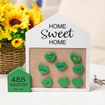 Tableau en Feutre et Bois Personnalisé avec Nom Décoration avec 8 Coeurs et 2 Stylos de Couleur Cadeau de Déménagement de Mariage pour Famille