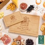 Personalized Engraved Name Heart House Map FSC Bamboo Charcuterie Cutting Board with Juice Groove Wedding Housewarming Gift for Couple Family