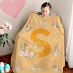 Personalisierte Niedliche Hase Weiche Decke mit Namen und Initiale Haus Deko Ostern Geburtstag Geschenk für Jungen Mädchen