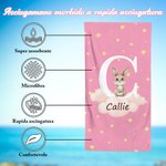 Asciugamano da spiaggia multicolore oversize personalizzato con animali iniziale e nome ad asciugatura rapida regalo di compleanno per bambini
