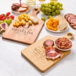 Personalized Engraved Initial Name Date Wood Bamboo Reversible Cheese Charcuterie Cutting Board with Grip Wedding Housewarming Gift for Family Couple