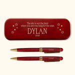 Personalised The Sky Is Not The Limit Stars Pen Set with Engraved Name and Text Birthday Anniversary Graduation Gift for Graduate