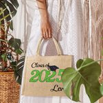 Personalized Class of 2025 Large Capacity Graduation Jute Tote Bag with Year and Name Gift for Graduates