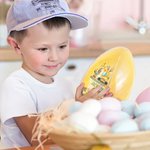 Huevo de Pascua Jumbo Rellenable Personalizado con Orejas de Conejito Excavadora con Nombre Multicolor Fiesta de Búsqueda del Huevo de Pascua Regalo para Niños