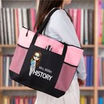 Personalisierte Lehrer Cartoon Charakter Name große Tragetasche mit Mesh-Tasche zurück zu Schule Anerkennung Geschenk für Lehrer