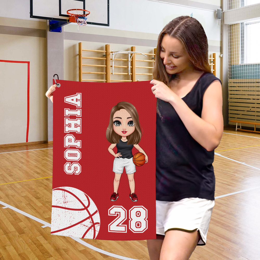 Serviette de Toilette Personnalisée avec Personnage Numéro Nom Accessoire à Séchage Rapide d'Activités Extérieures Cadeau pour Amateur de Sport