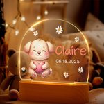 Personalisierte Aquarell Tiere LED-Nachtlicht mit hölzernen Basis Kindertag Geburtstag Geschenk für Kinder