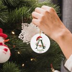 Personalizada de Navidad Santa Hat Bell Inicial Ornamento de cerámica redonda con el nombre del año del árbol de Navidad Decoración Fiesta de Regalo para la Familia Amigos