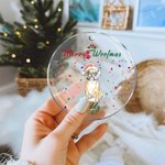 Ornamento natalizio personalizzato per cani in stile Merry Woofmas disegnato a mano con nome e cordino Regalo di Natale per gli amanti degli animali domestici