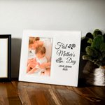 Personalized First Mother's Day Leather Photo Frame with Text and Folding Stand Memorial Keepsake Mother's Day Gift for Her