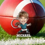Personalisierte American Football Cartoon Charakter Gesicht Foto Acryl Schlüsselanhänger mit Namen Geburtstag Kindertag Geschenk für Kinder