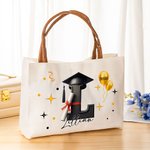 Personalisierte Graduation Cap Initial großen Canvas Tote Bag mit Namen und Jahr Reisen täglichen Gebrauch Graduierung Geschenk für Absolvent Freund
