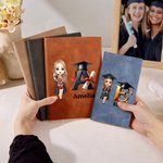 Personalisierte Grad Cap Cartoon-Charakter 100 Seiten Leder gefüttert Journal Notebook mit Initial Name Graduation Geschenk für High School College Absolventen