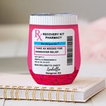 Henkilökohtainen vaaleanpunainen krapula Recovery Kit 12oz Wine Tumbler RX Pill Design Syntymäpäivä Bachelorette Party Favor tyttö nainen