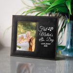 Personalized First Mother's Day Leather Photo Frame with Text and Folding Stand Memorial Keepsake Mother's Day Gift for Her