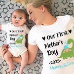 T-shirt Onesie de Bébé 100% Coton Personnalisé avec Nom Ensemble Assorti Cadeau de Fête des Mères pour Nouveau-né et Nouvelle Maman
