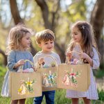 Personalisierte Osterhase Bogen Kreuz wiederverwendbare Jute Tasche mit Namen Tote Bag Ostern Party Geschenk für Jungen Mädchen