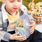 Huevo de Pascua Jumbo Rellenable Personalizado con Orejas de Conejito Excavadora con Nombre Multicolor Fiesta de Búsqueda del Huevo de Pascua Regalo para Niños