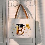 Personalisierte Graduation Cap Initial großen Canvas Tote Bag mit Namen und Jahr Reisen täglichen Gebrauch Graduierung Geschenk für Absolvent Freund