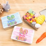 Personalized Colorful Easter Bunny Metal Biscuit Tin Storage Box with Name Easter Party Favor Gift for Kids