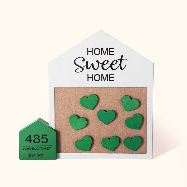 Gepersonaliseerd DIY Sweet Home Houten Decoratie Viltbord met 8 Hart Houten Stukjes en 2 Gekleurde Pennen Housewarming Gift voor Familie Vriendin