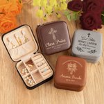 Personalised First Holy Communion Leather Jewellery Box with Name and Date Portable Case Travel Accessory Baptism Gift for Her