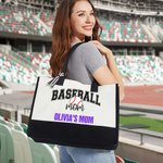 Gepersonaliseerde Honkbal Basketbal Mam Grote Canvas Tas met Tekst Game Day Sport Mam Cadeau voor Vrouwen
