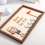 Personalized Best Dad Mom by Par Cartoon Golf Character Wooden Plaque with 1-8 Names and Holder Home Decor Father's Day Birthday Gift for Golf Lovers