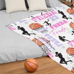 Personalized Energetic Basketball Girl Silhouette Soft Throw Blanket with Multicolor Names Home Decor Birthday Gift for Sports Basketball Lovers