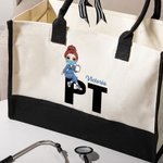Personalisierte Cartoon-Charakter medizinisches Personal Canvas Tragetasche mit Namen Geburtstag Anerkennung Geschenk für Krankenschwester Arzt