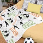 Manta de Fútbol Personalizada con Nombres para Niña Decoración del Hogar Regalo de Cumpleaños para los Amantes del Fútbol y los Deportes