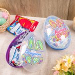 Personalized Faux Glitter Colorful Bunny Design Fillable Jumbo Easter Egg with Name Holiday Basket Stuffers Easter Birthday Party Favors Gift for Kids
