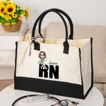 Personalisierte Cartoon-Charakter medizinisches Personal Canvas Tragetasche mit Namen Geburtstag Anerkennung Geschenk für Krankenschwester Arzt