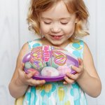 Personalized Faux Glitter Colorful Bunny Design Fillable Jumbo Easter Egg with Name Holiday Basket Stuffers Easter Birthday Party Favors Gift for Kids