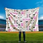 Manta personalizada de béisbol con nombres multicolores, regalo de cumpleaños para los amantes del béisbol.