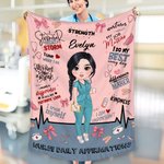 Gepersonaliseerde Dagelijkse Affirmaties Zachte Deken van Beeldkarakter met Naam en Tekst Verjaardag Waardering Geschenk voor Verpleegkundige Arts Medisch Personeel