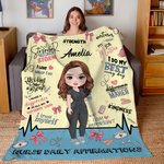 Gepersonaliseerde Dagelijkse Affirmaties Zachte Deken van Beeldkarakter met Naam en Tekst Verjaardag Waardering Geschenk voor Verpleegkundige Arts Medisch Personeel