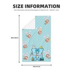 Asciugamano da tè in cialda ad asciugatura rapida con iniziali e nome, personalizzato a pois, con orecchie da coniglietto 1-3 foto del viso, regalo di Pasqua per bambini e famiglia