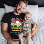 Personlig Babyflaska Öl Far och Dotter Son Set Namn År Bästa Pappa T-shirt Vår Första Fars Dag Present