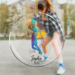 Personalised Watercolour Basketball Player Silhouette Acrylic Ornament with Name and Year Christmas Tree Decor Sports Gift for Basketball Lovers