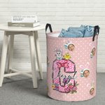 Conejito de lunares de colores personalizado Pollito Inicial 1-3 Cara Fotos Cesto para ropa sucia con nombre y asa Decoración del hogar Fiesta de Pascua Regalo para niños