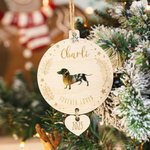 Personalisierte niedlichen hölzernen Hund Silhouette Weihnachtsschmuck mit eingraviertem Namen und Jahr Weihnachtsbaum hängende Dekoration Geschenk für Tierliebhaber