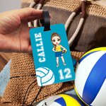 Personalized Basketball Football Cartoon Character Luggage Tag with Name and Number Birthday Travel Essentials Gift for Sport Lovers