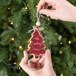Personalised Wooden Christmas Tree Ornament with Engraved Year and 2-6 Names Christmas Tree Decor Gift for Family